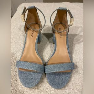 NWOT CALL it SPRING Denim Ankle Strap Sandals in Size 8